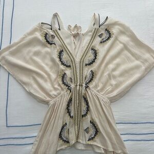 Elegant Cream Embroidered Women's Top